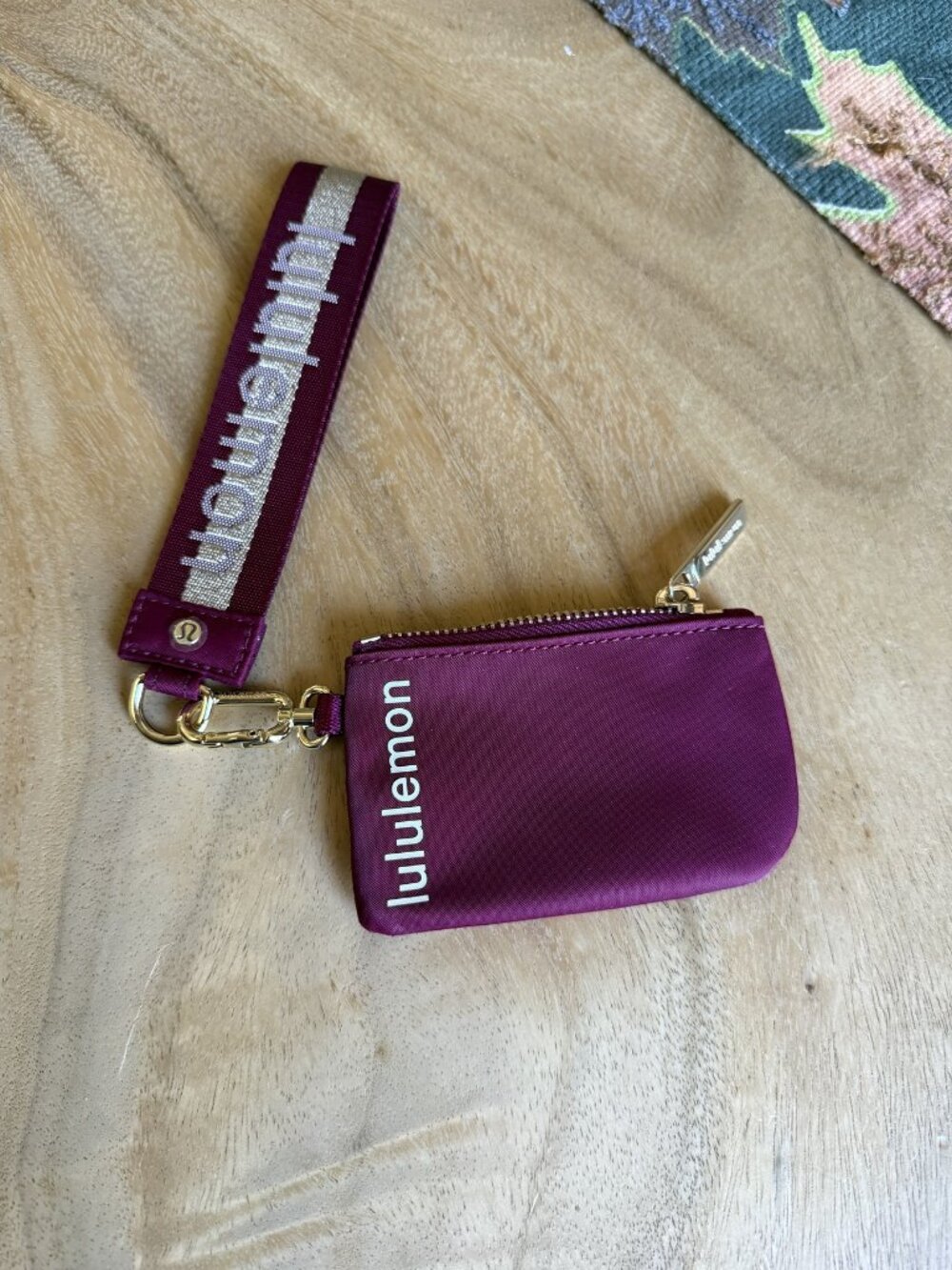 lululemon athletica Plum Zip Card Holder Key Strap